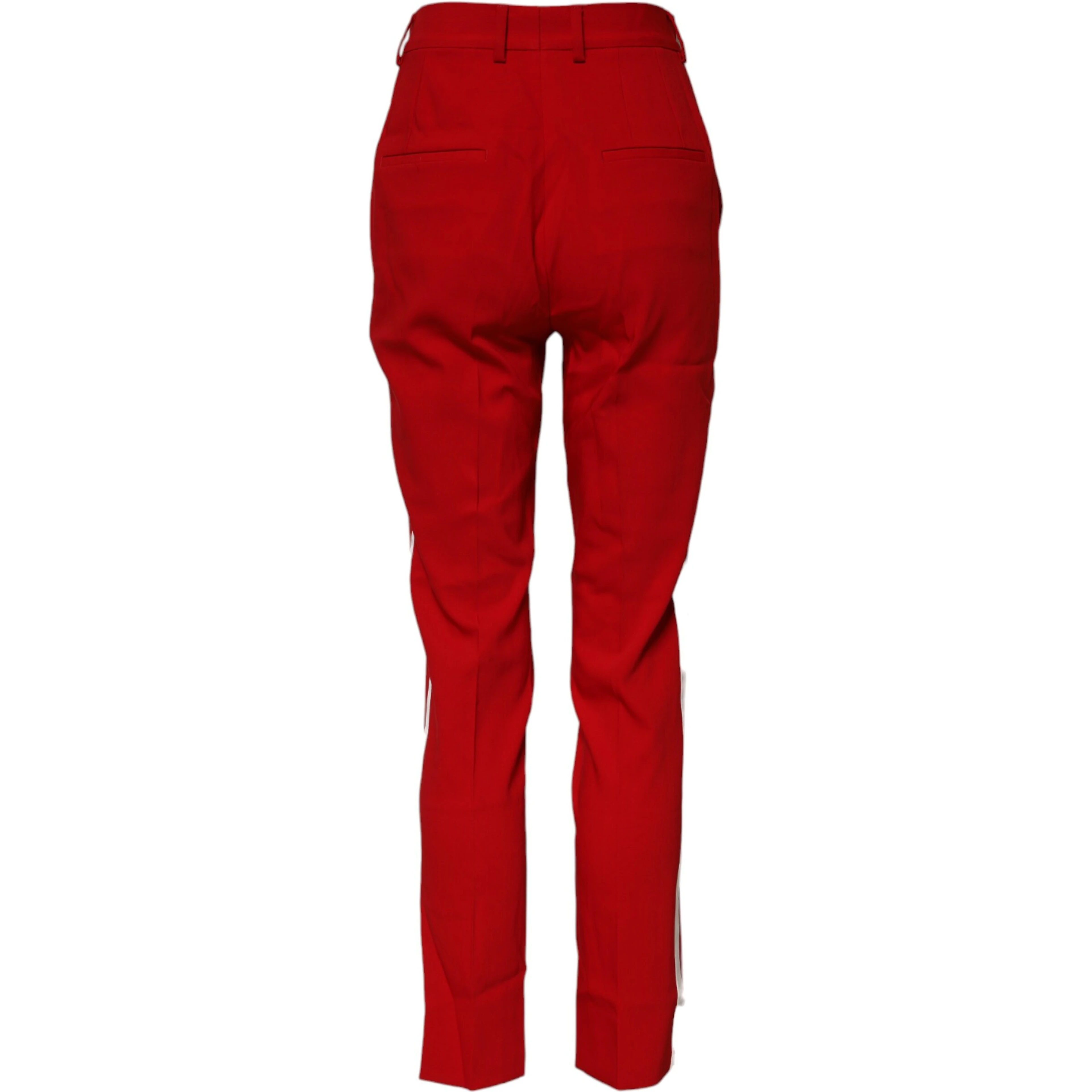 Red Wool Mid Waisted Tapered Pants