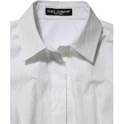 White Cotton Collared Long Sleeves Top Shirt