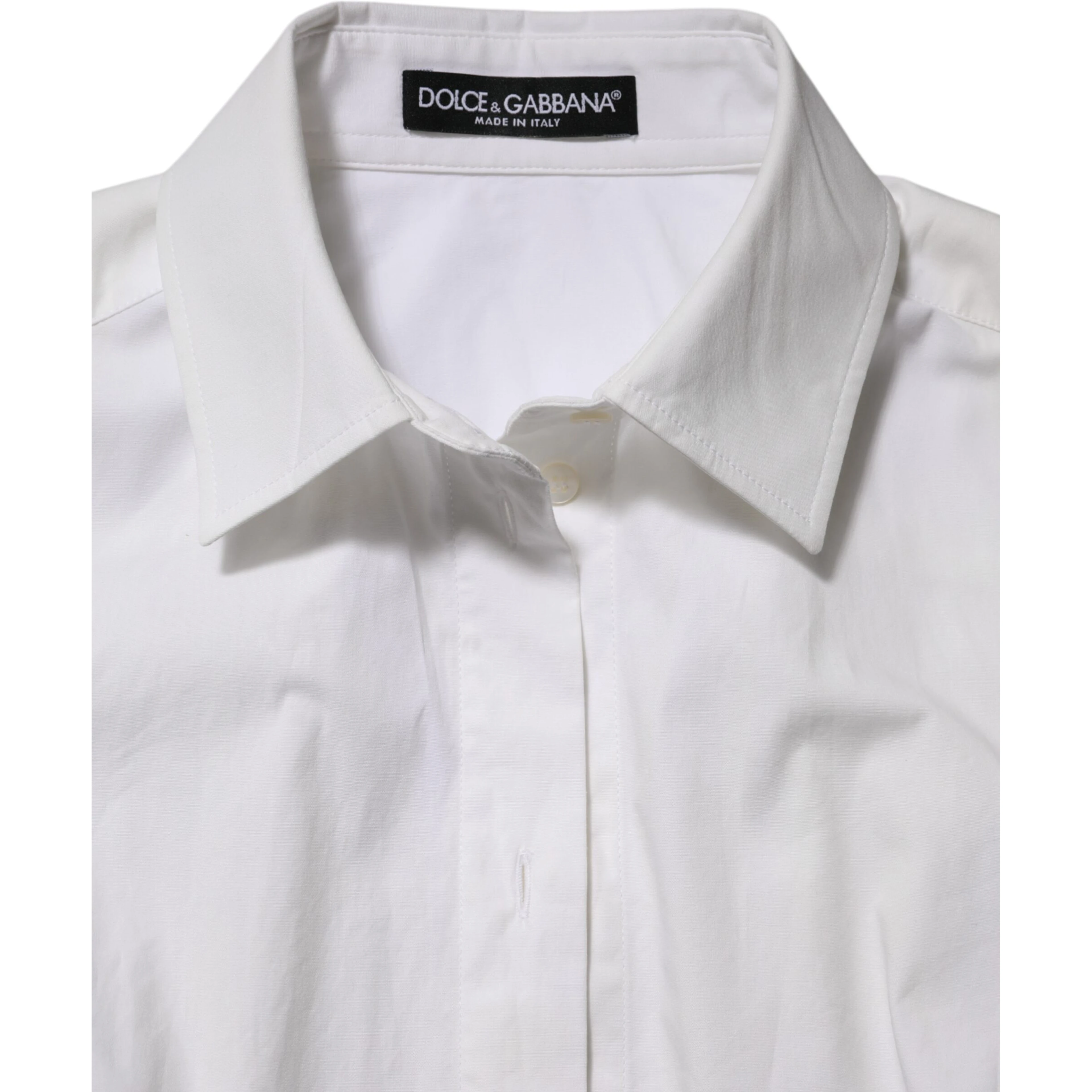 White Cotton Collared Long Sleeves Top Shirt