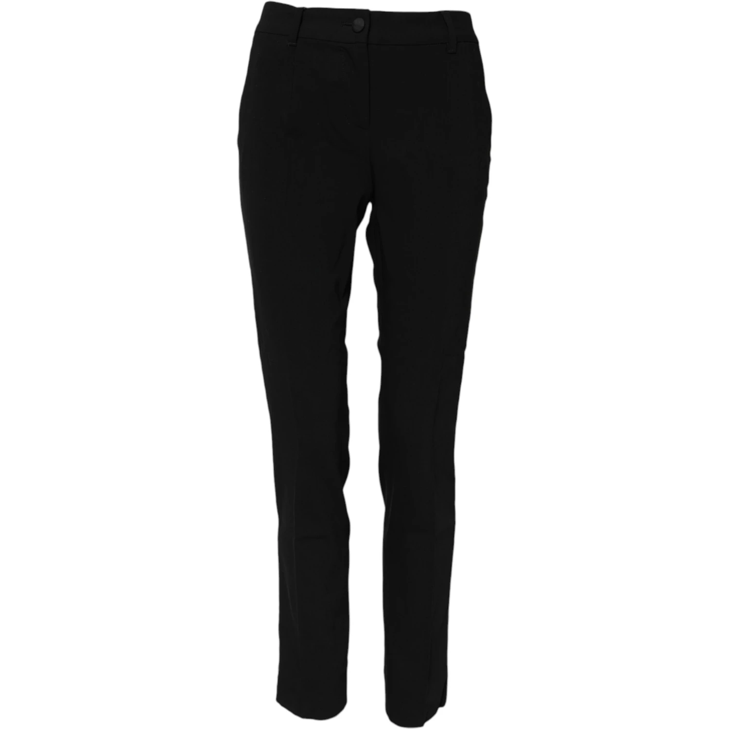 Black Wool Mid Waisted Tapered Dress Pants