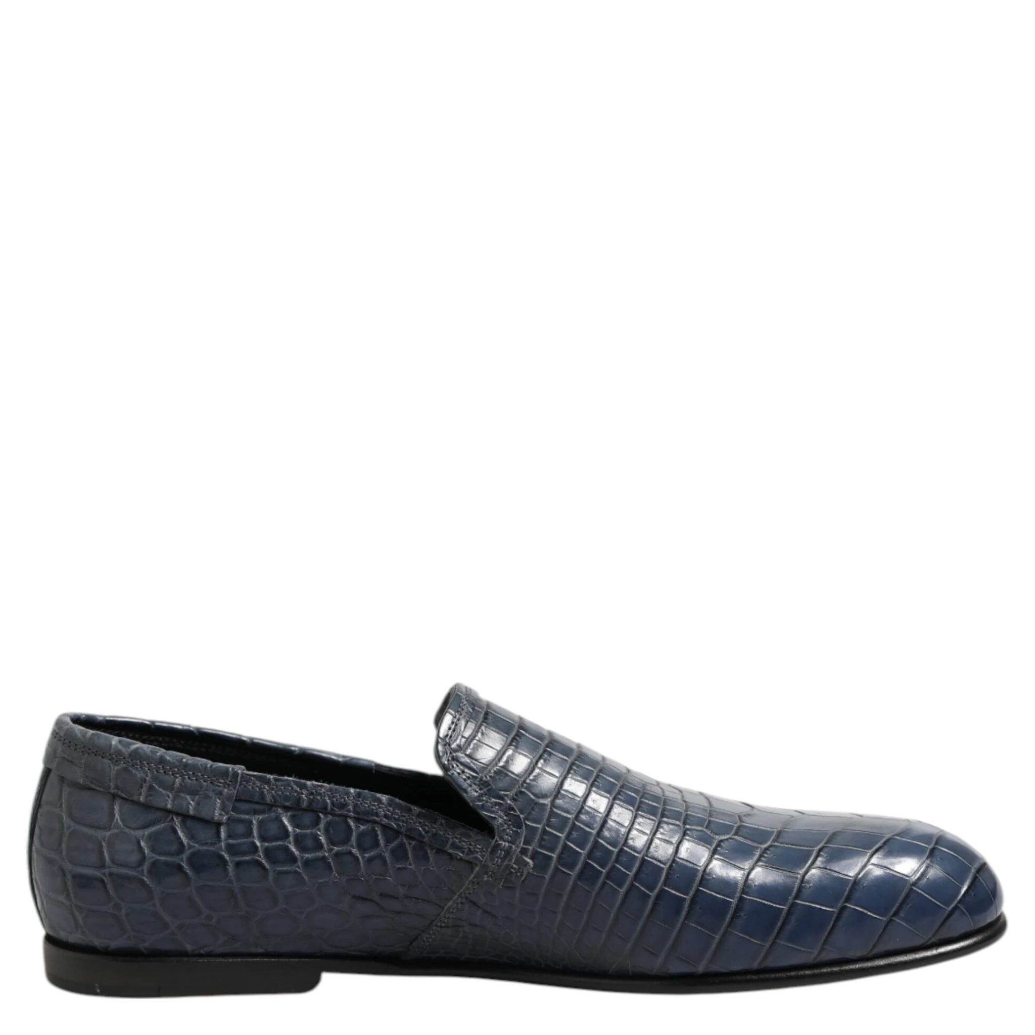 Blue Exotic Leather Slip On Loafers Men Dress Shoes