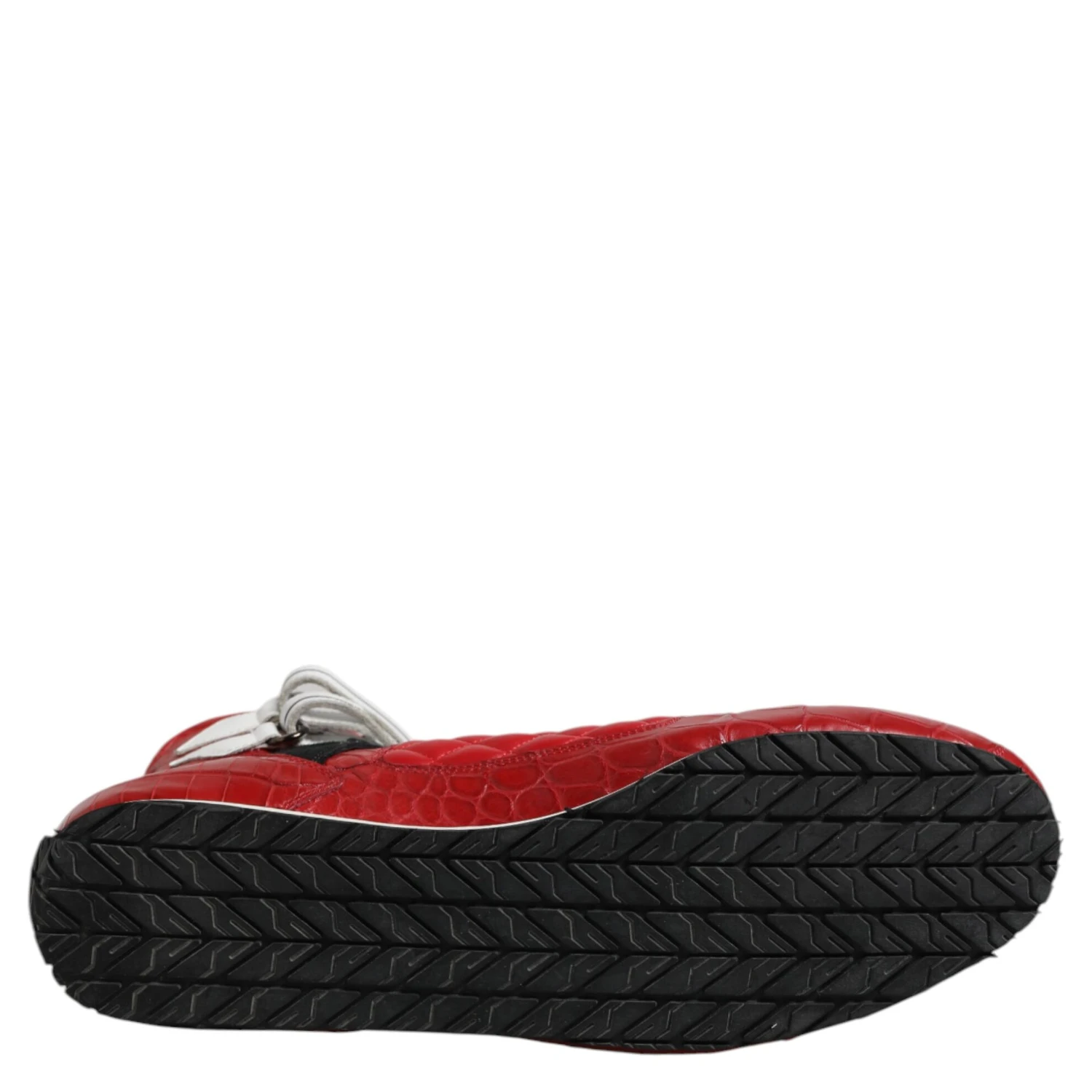 Red Quilted Leather Lace Up Sneakers Shoes
