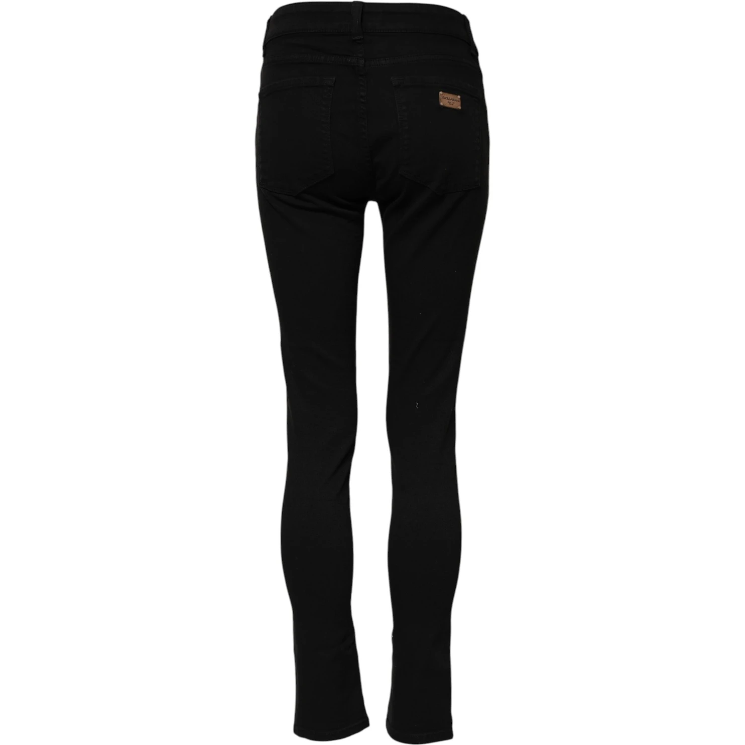 Black Skinny Cotton Mid Waisted Denim Jeans