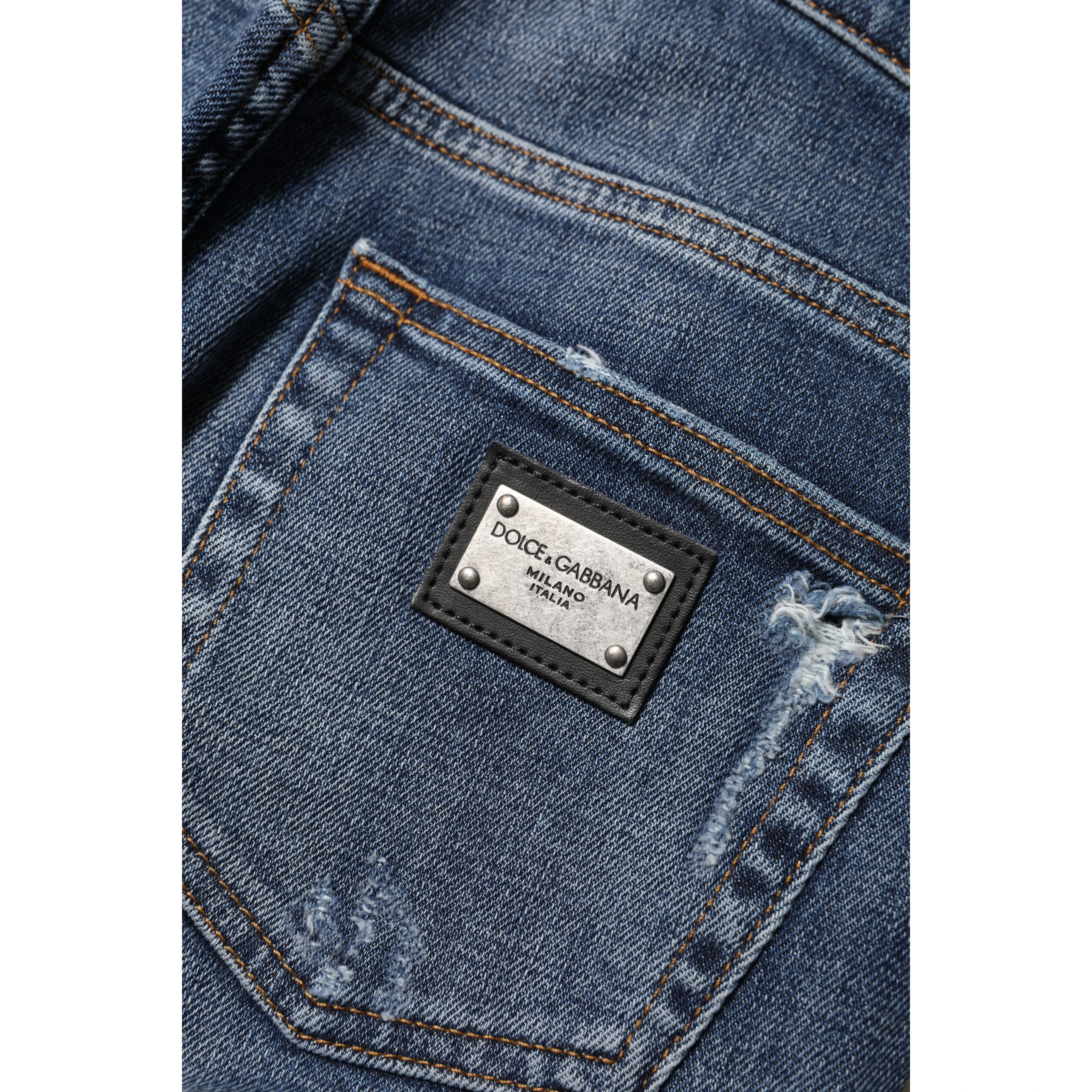 Blue Washed Cotton High Waisted Denim Jeans