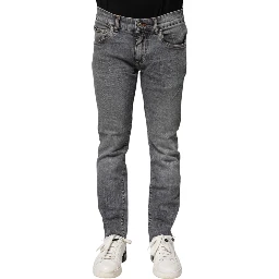 Gray Cotton Skinny Men Denim Jeans