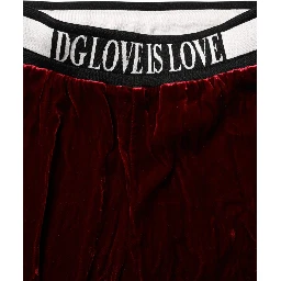Red Viscose DG Logo Mid Waist Pants