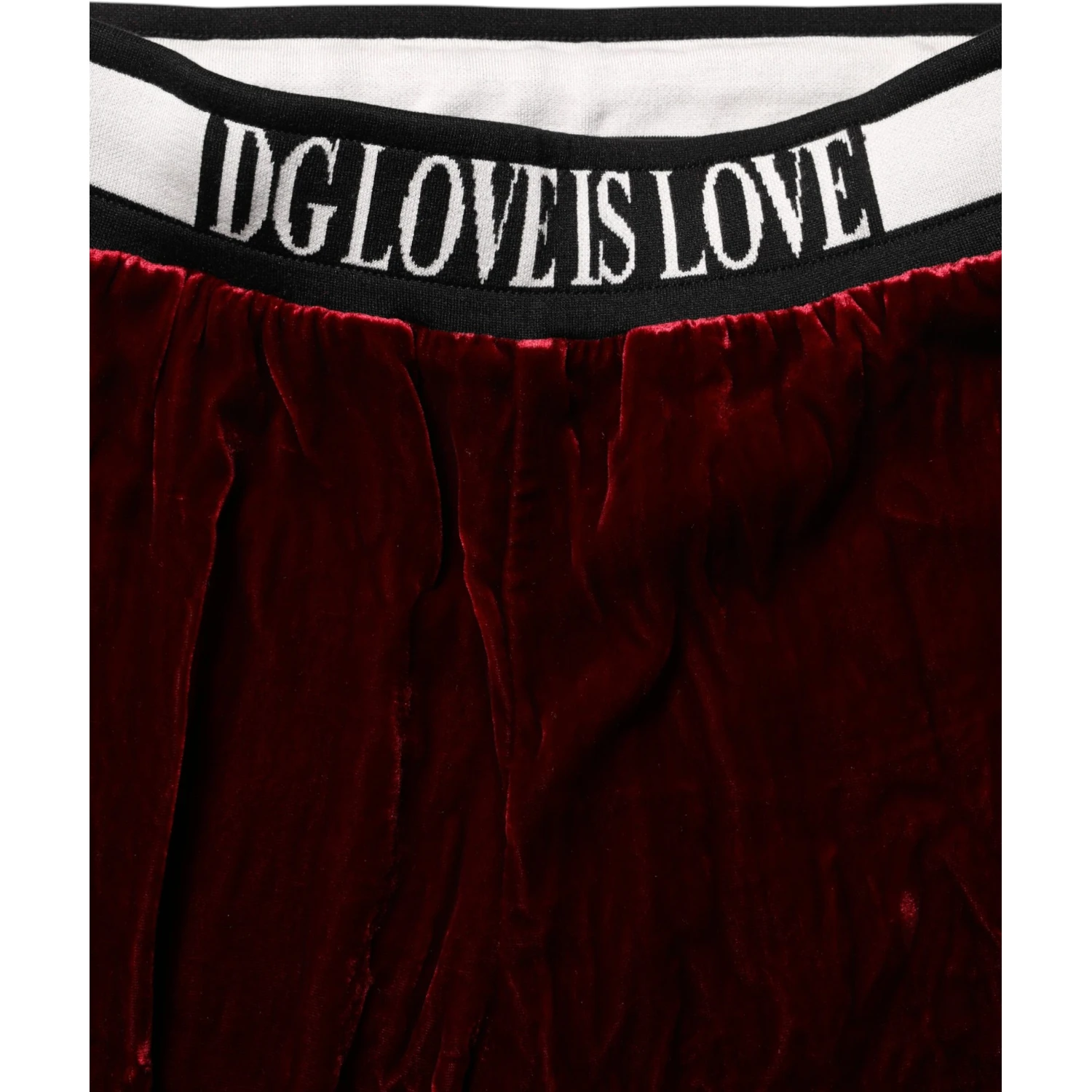 Red Viscose DG Logo Mid Waist Pants