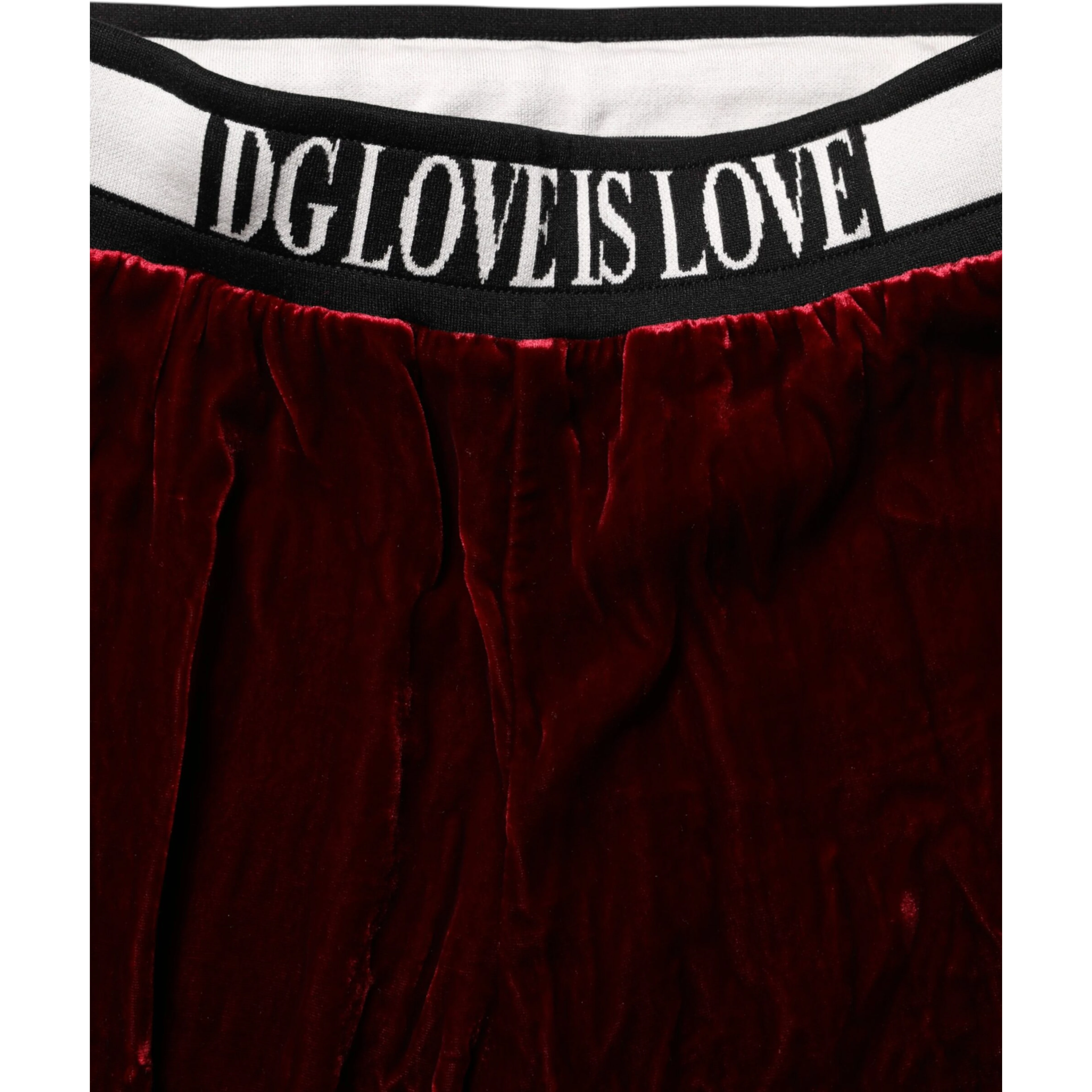Red Viscose DG Logo Mid Waist Pants