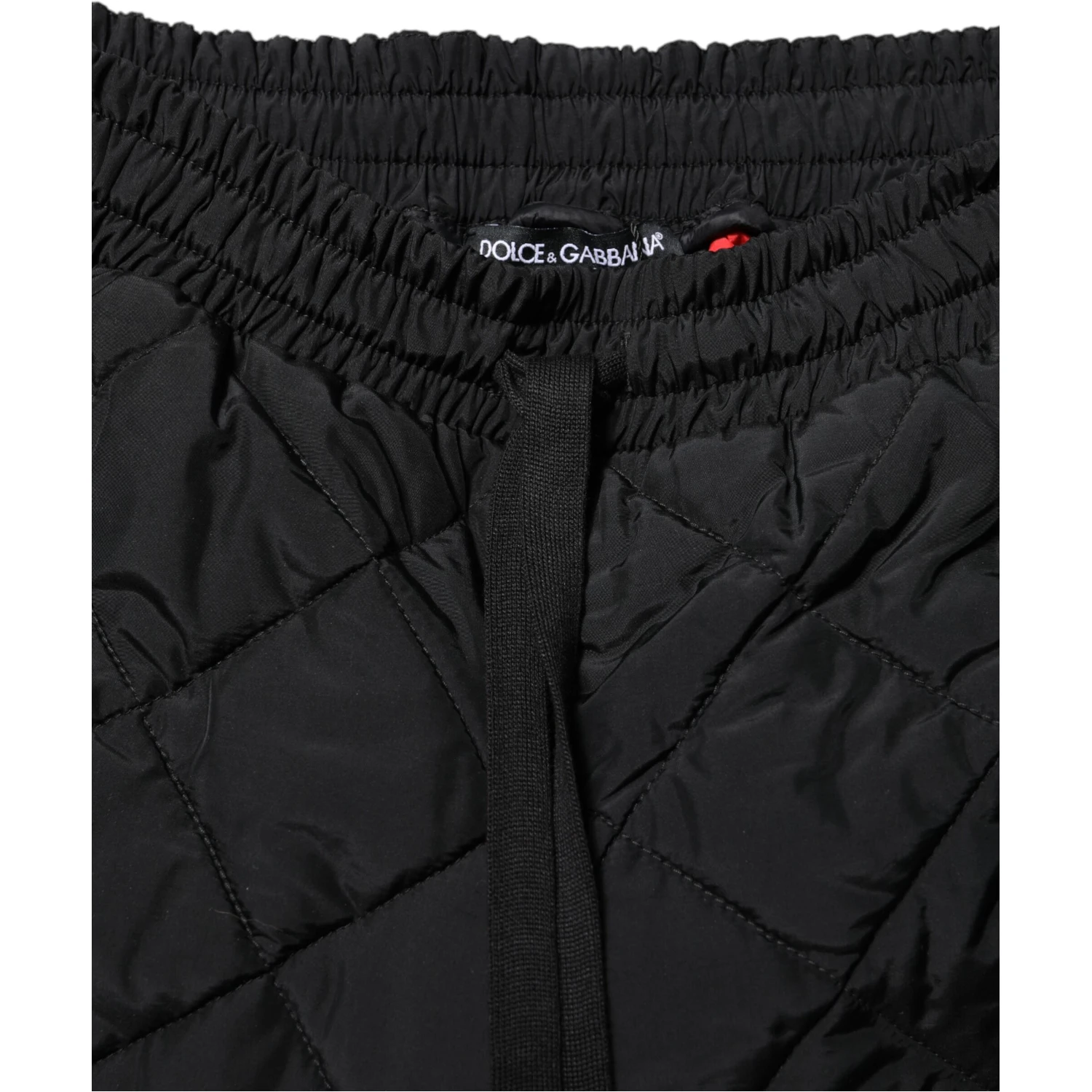 Black Quilted Mid Waist Jogger Pants