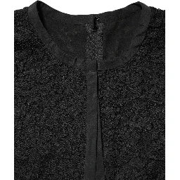 Black Nylon Lace Long Sleeve Blouse Top