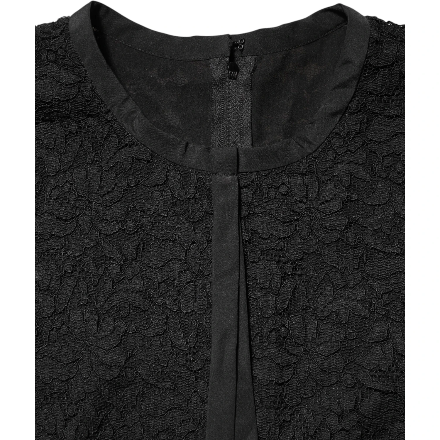 Black Nylon Lace Long Sleeve Blouse Top