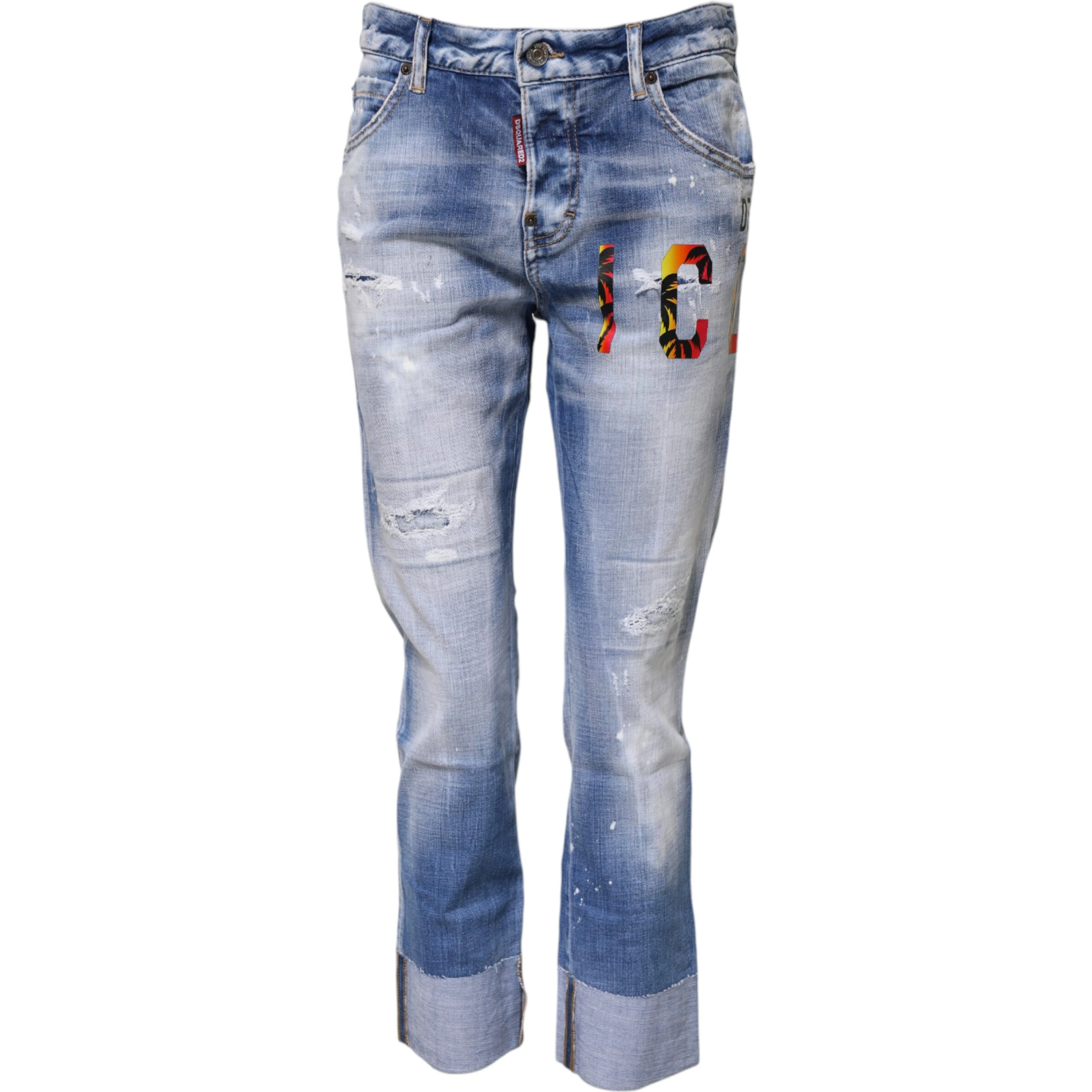 Blue Washed Cotton Mid Waist Skinny Denim Jeans