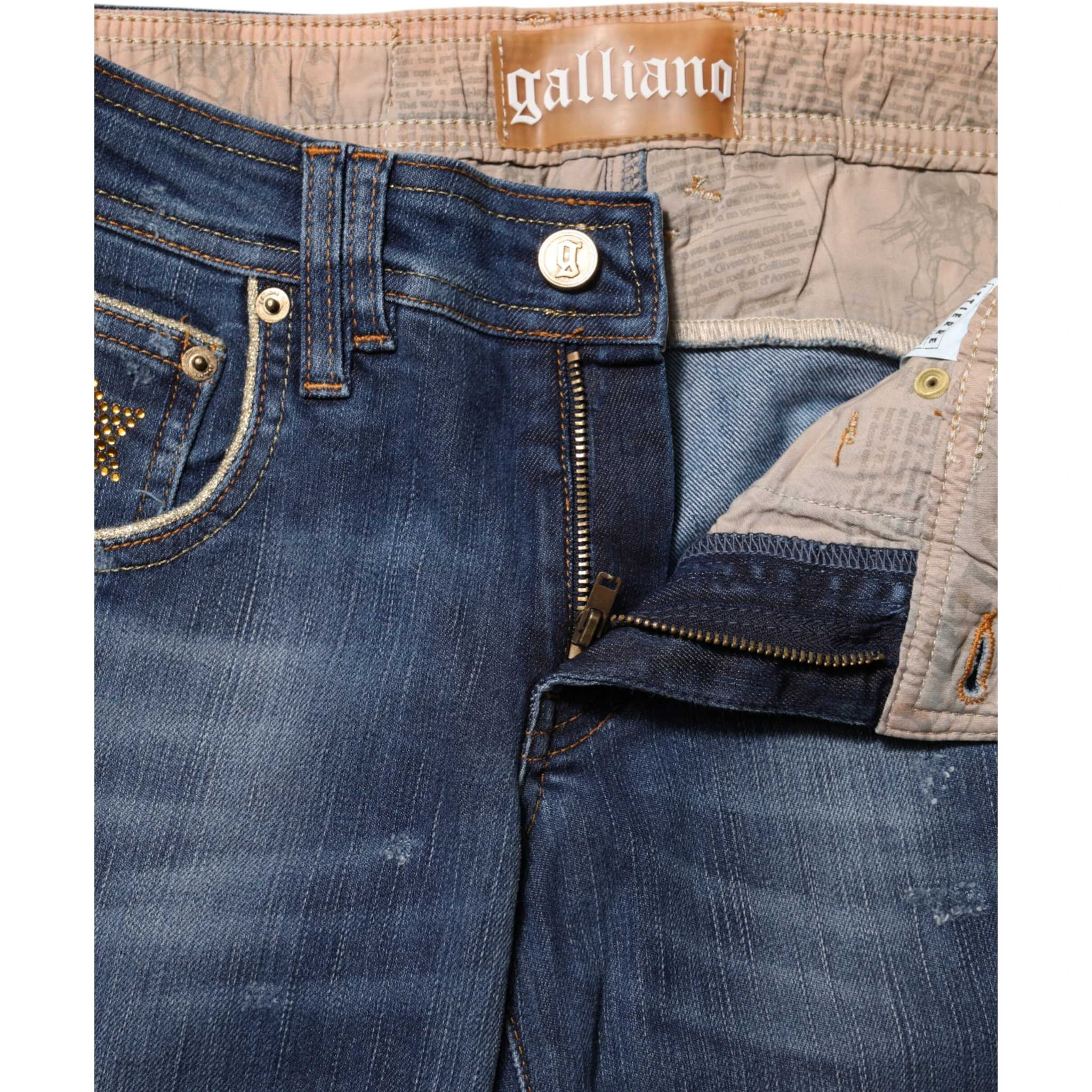 Blue Cotton Mid Waist Wide Leg Denim Jeans