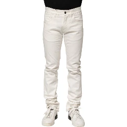 White Cotton Skinny Men Denim Jeans