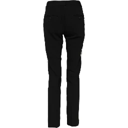 Black Wool Mid Waisted Tapered Dress Pants
