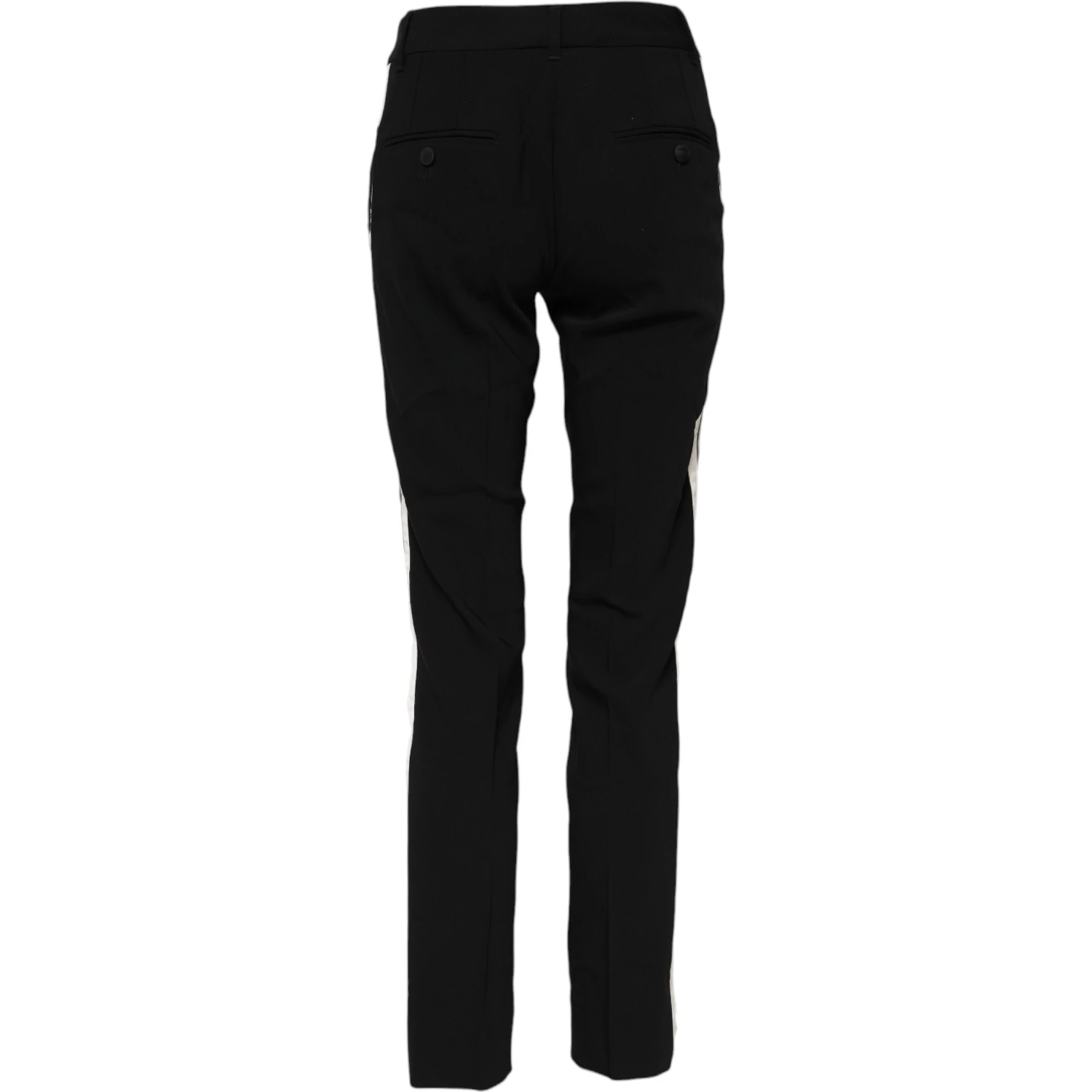Black Wool Mid Waisted Tapered Dress Pants