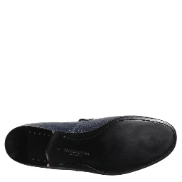 Blue Exotic Leather Slip On Loafers Men Dress Shoes
