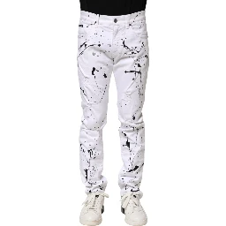 White ColorSplash Skinny Denim Jeans