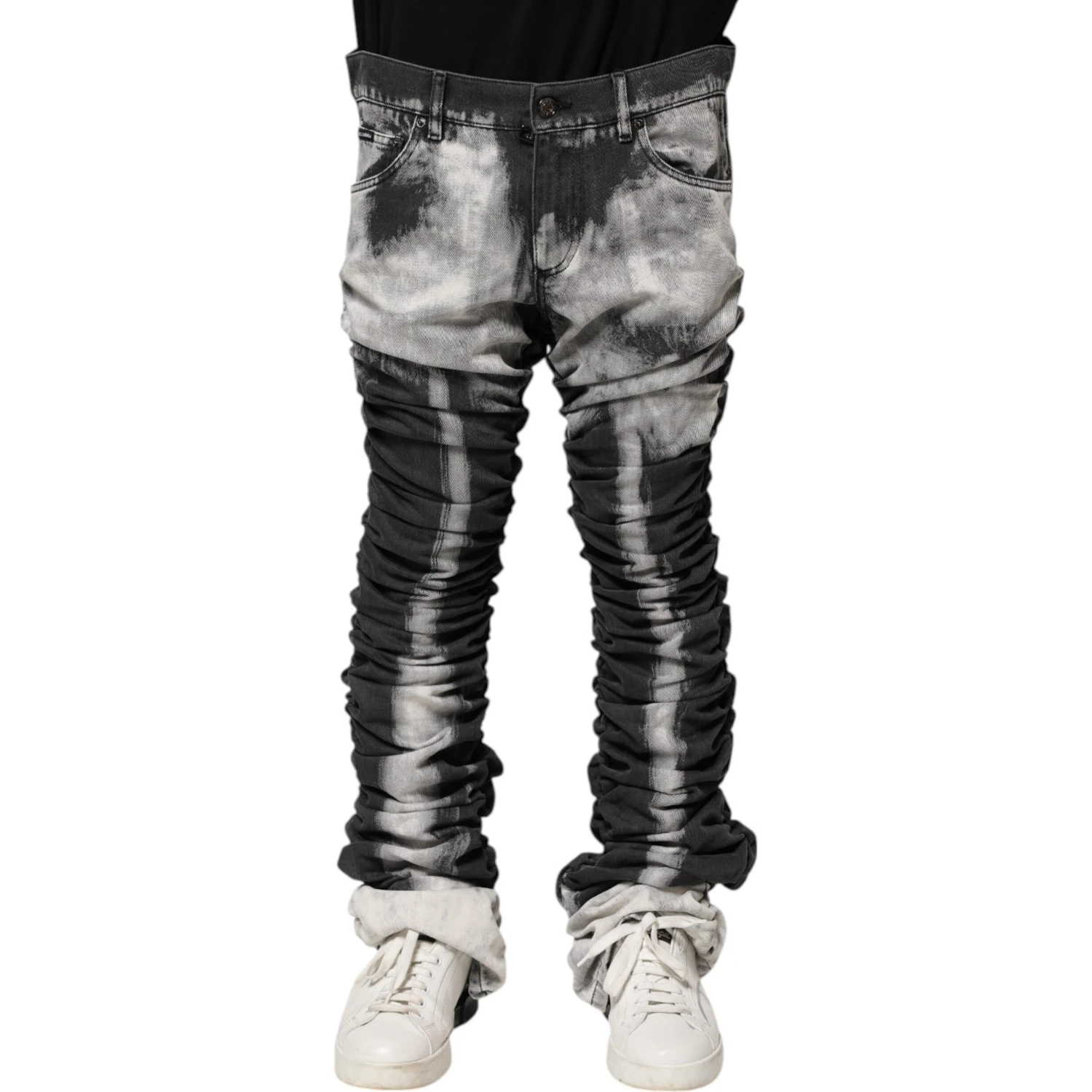 Black Tie Dye Straight Denim Jeans
