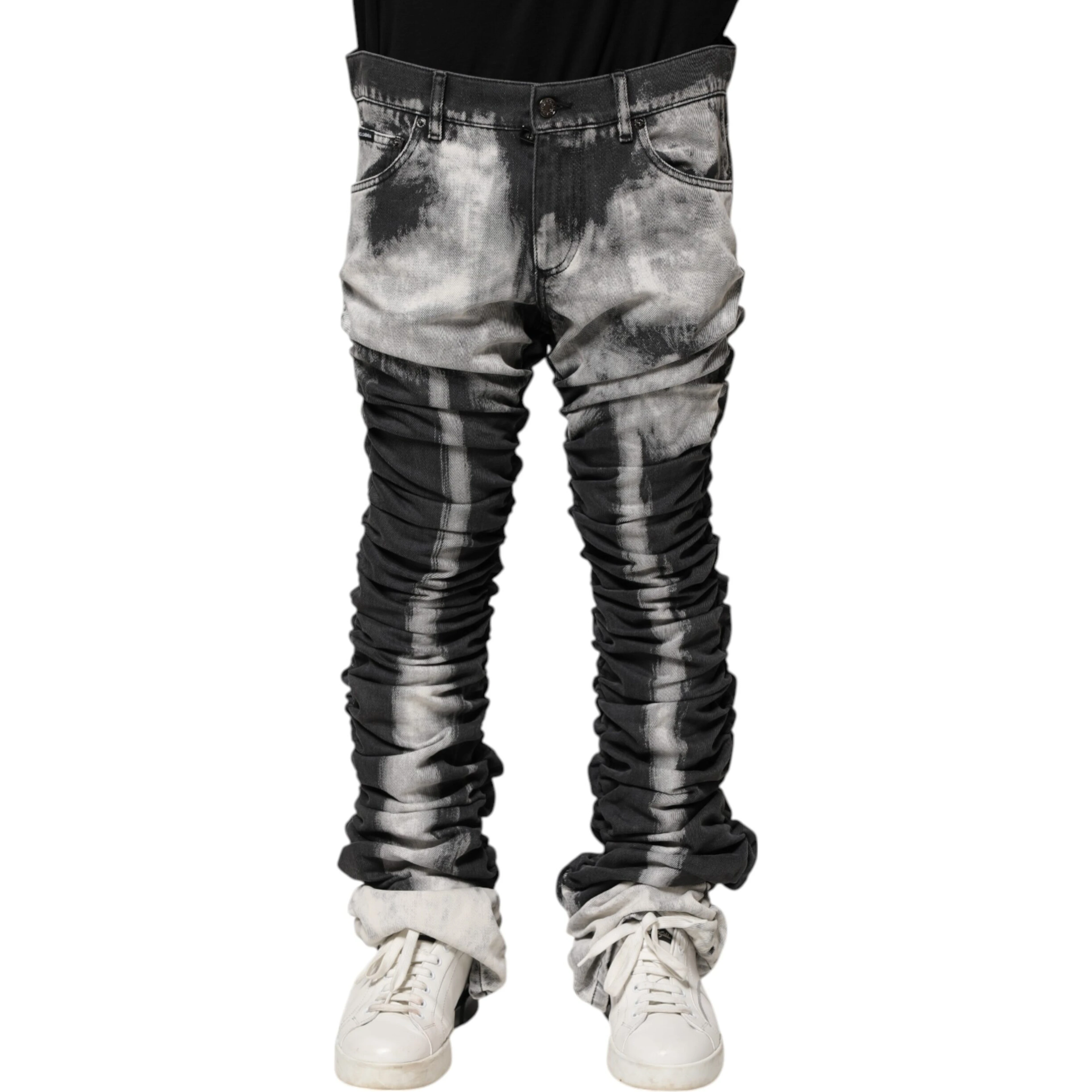 Black Tie Dye Straight Denim Jeans