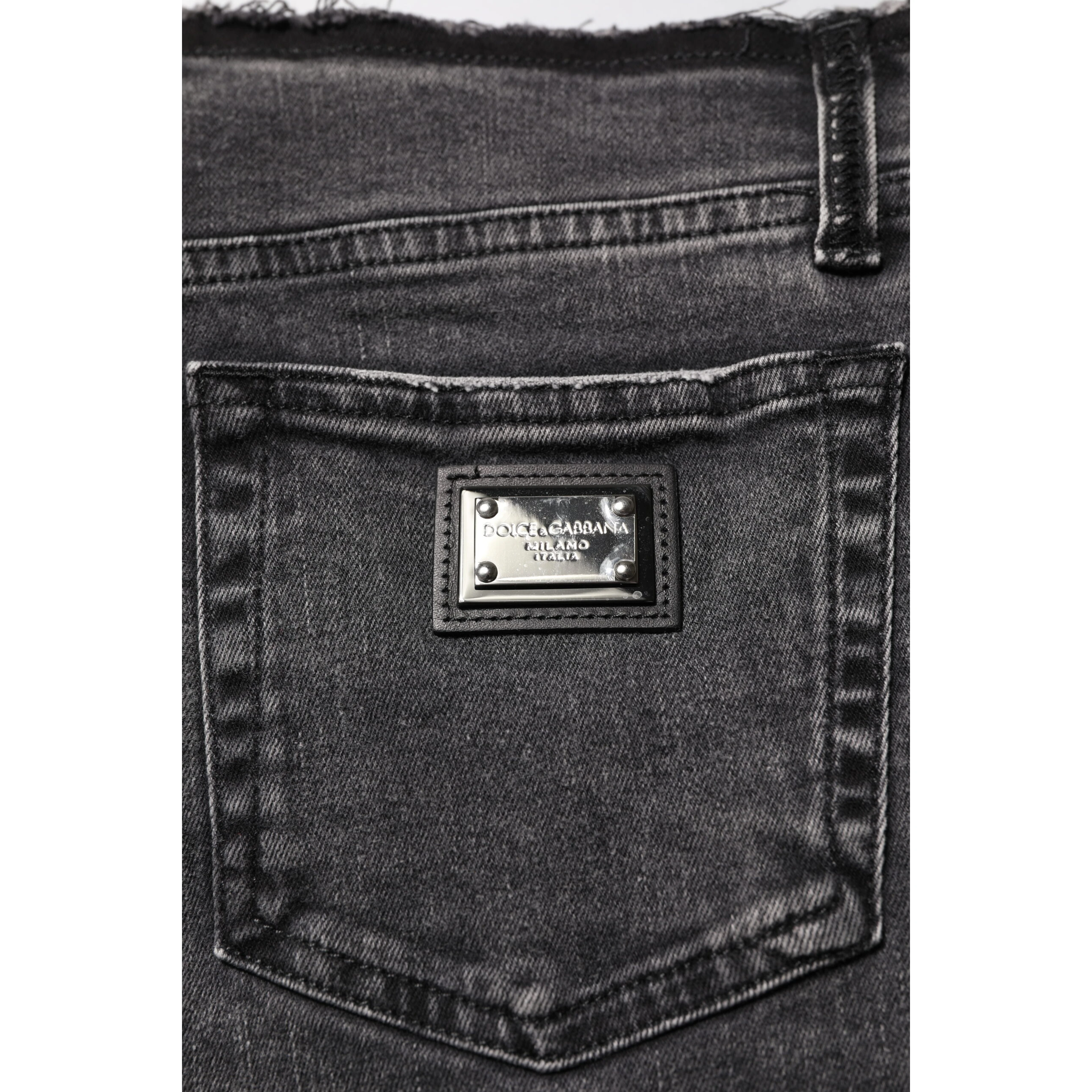 Gray Skinny Cotton Mid Waisted Denim Jeans