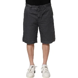 Dark Gray Cotton Stretch Denim Bermuda Shorts