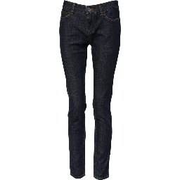 Blue Skinny Cotton Mid Waisted Denim Jeans