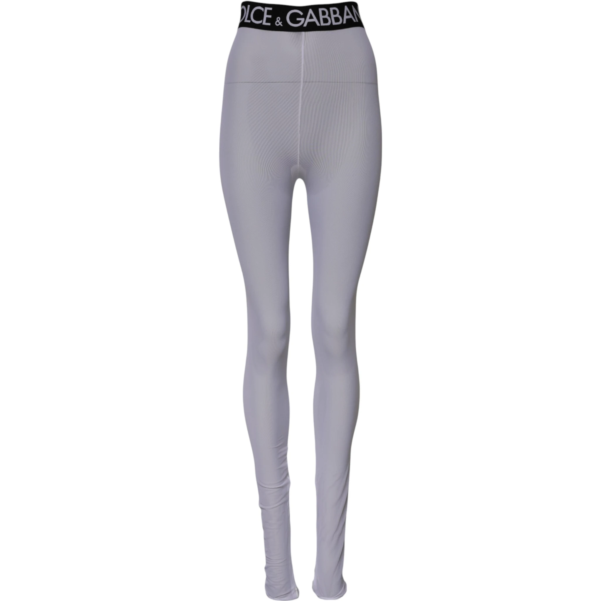 Gray Nylon DG Logo Mid Waisted Leggings Pants