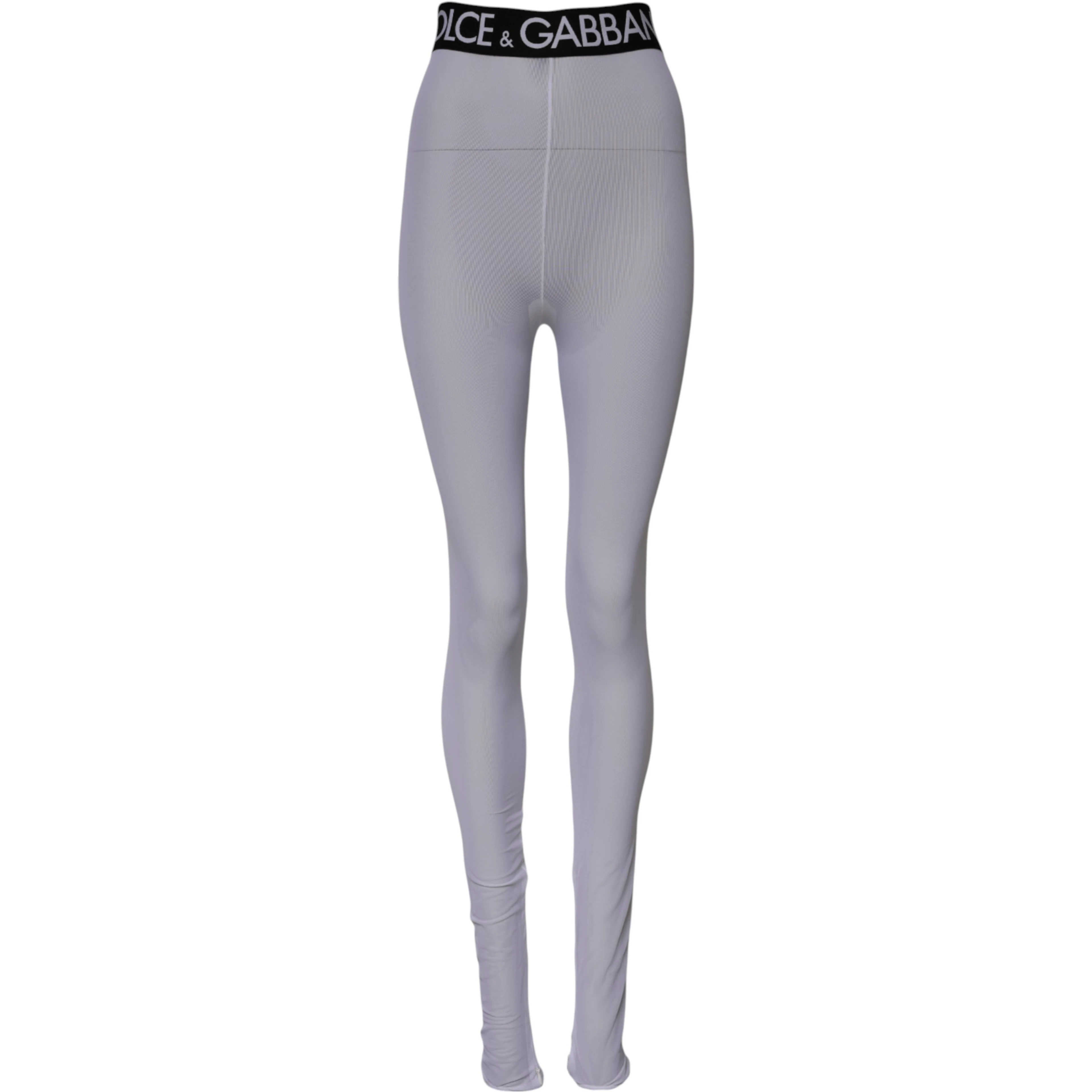 Gray Nylon DG Logo Mid Waisted Leggings Pants