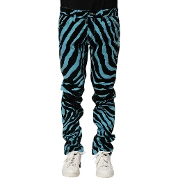 Blue Black Stripes Skinny Denim Jeans