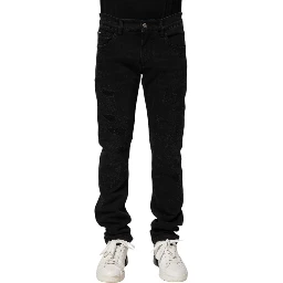 Black Cotton Skinny Men Denim Jeans