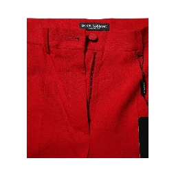 Red Wool Mid Waisted Tapered Pants