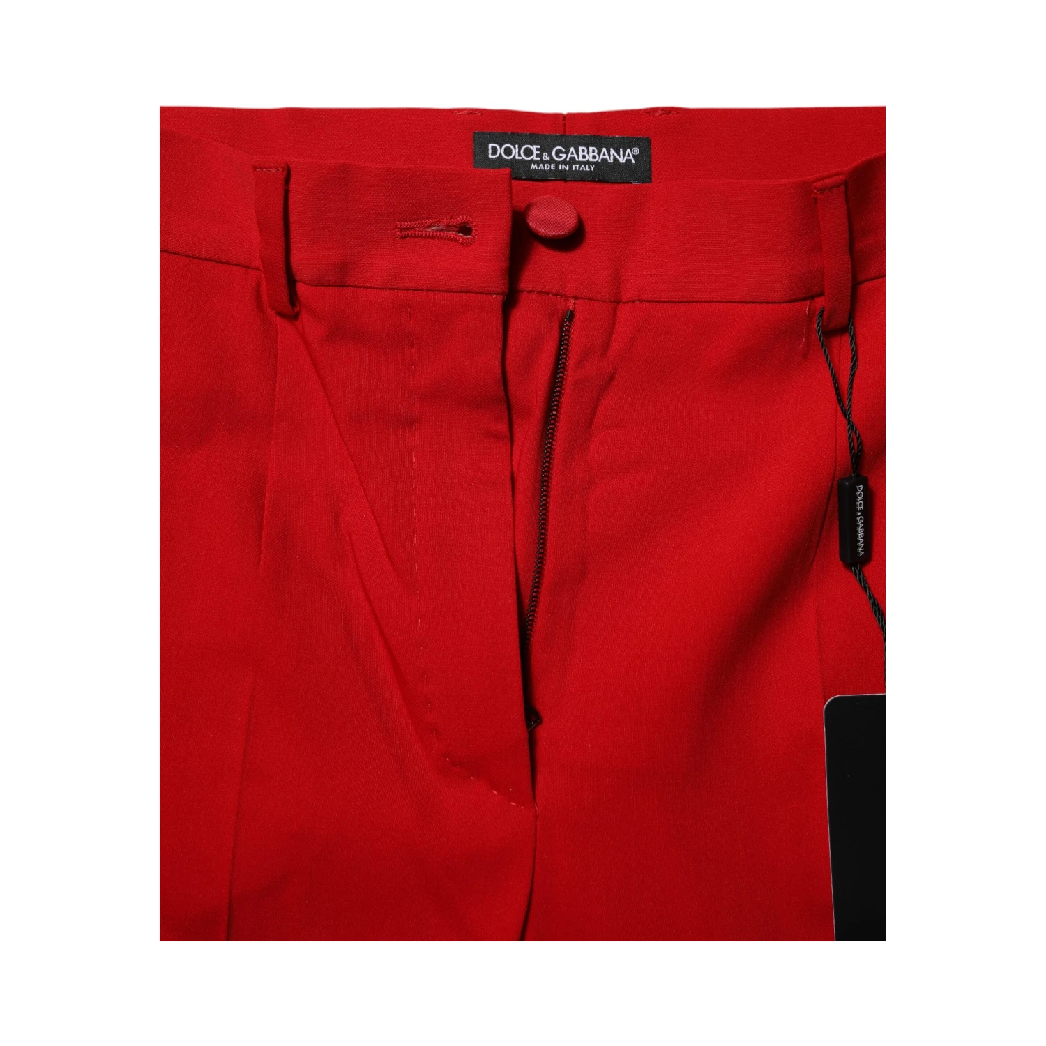 Red Wool Mid Waisted Tapered Pants