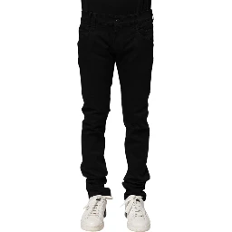 Black Cotton Skinny Men Denim Jeans
