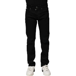 Black Cotton Skinny Denim Jeans