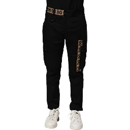 Black Cotton Cargo Casual Pants