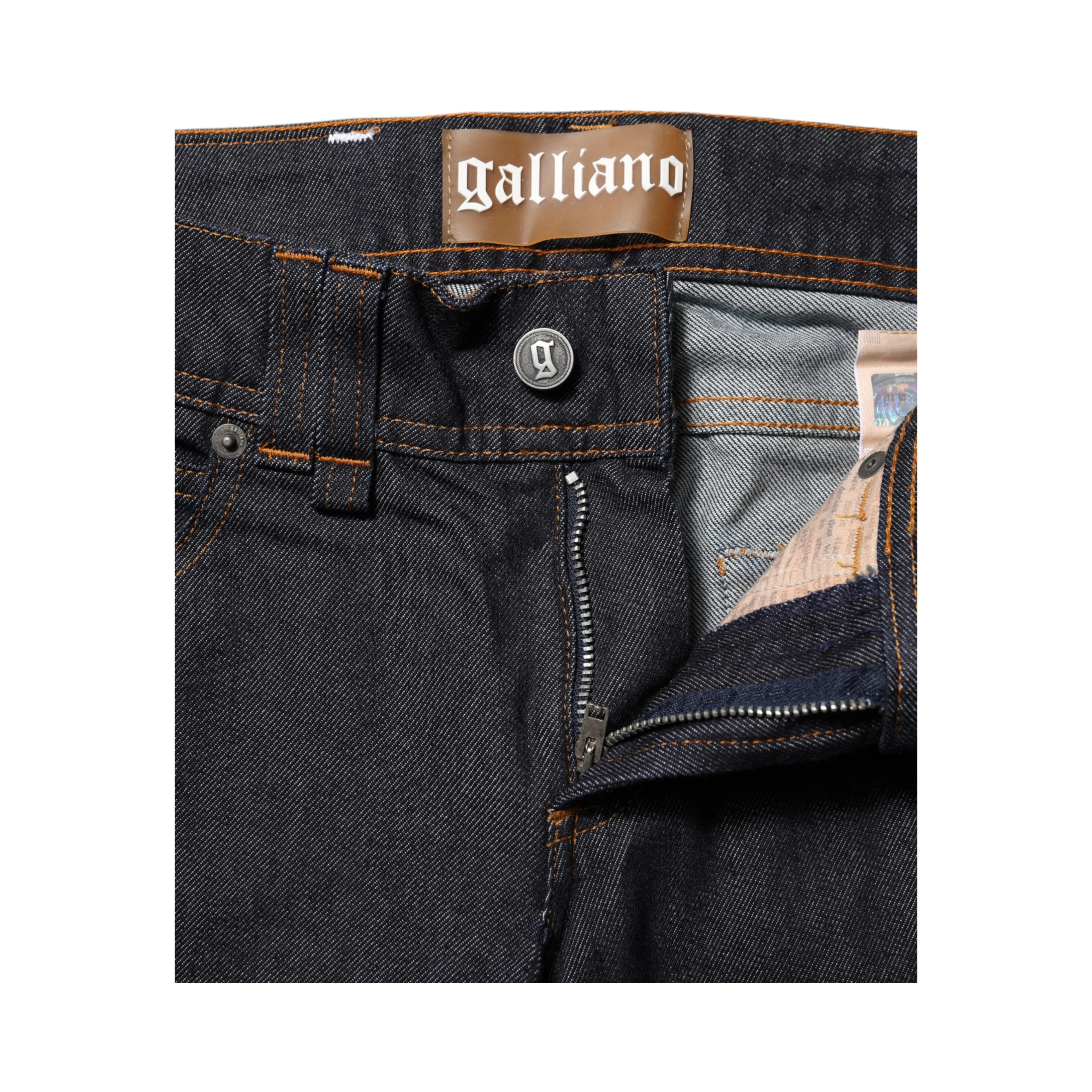 Blue Mid Waist Cotton Wide Leg Denim Jeans