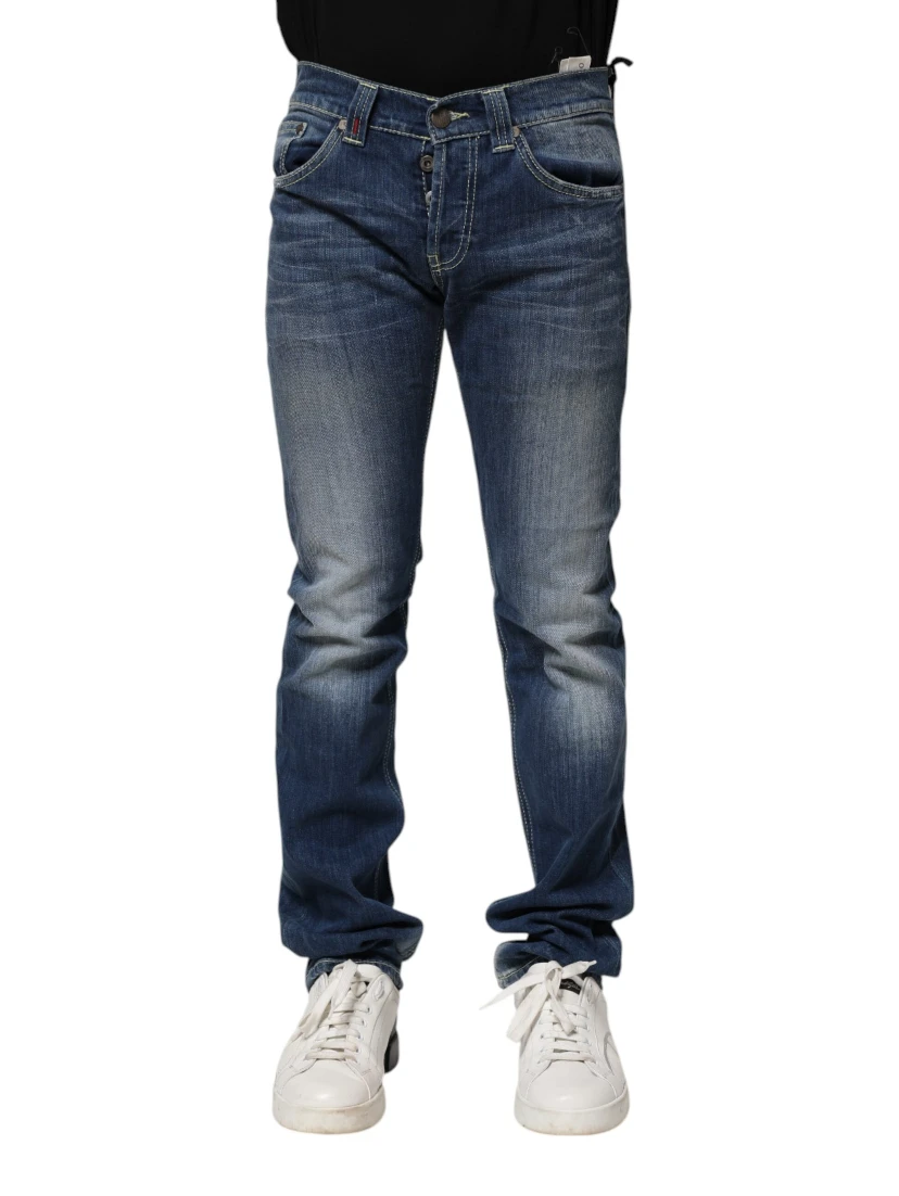 Blue Washed Skinny Fit Casual Men Denim Jeans