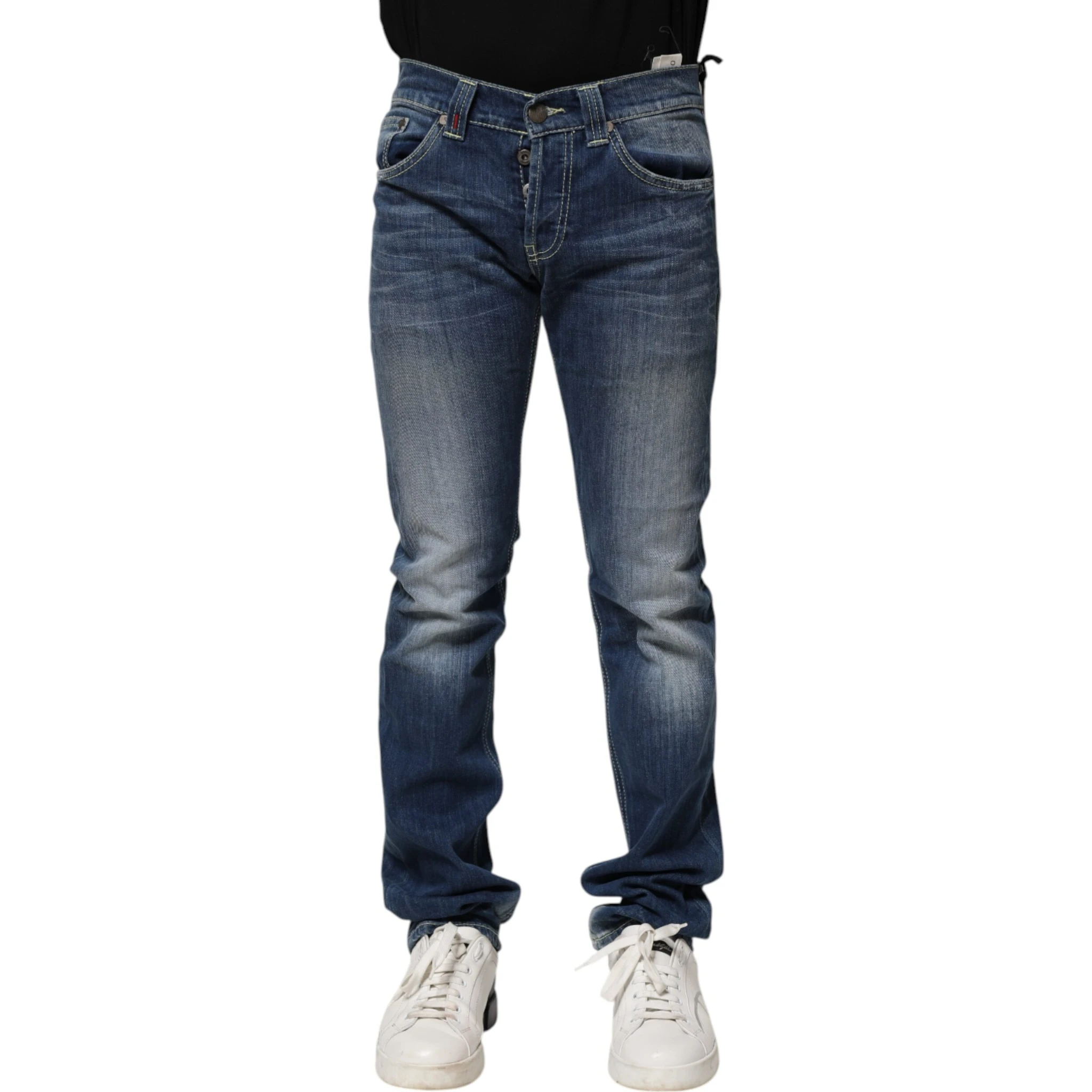 Blue Washed Skinny Fit Casual Men Denim Jeans