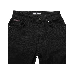 Black Skinny Cotton Mid Waisted Denim Jeans