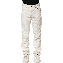 White Cotton Stretch Straight Fit Men Denim Jeans