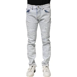 Light Blue Tattered Skinny Denim Jeans
