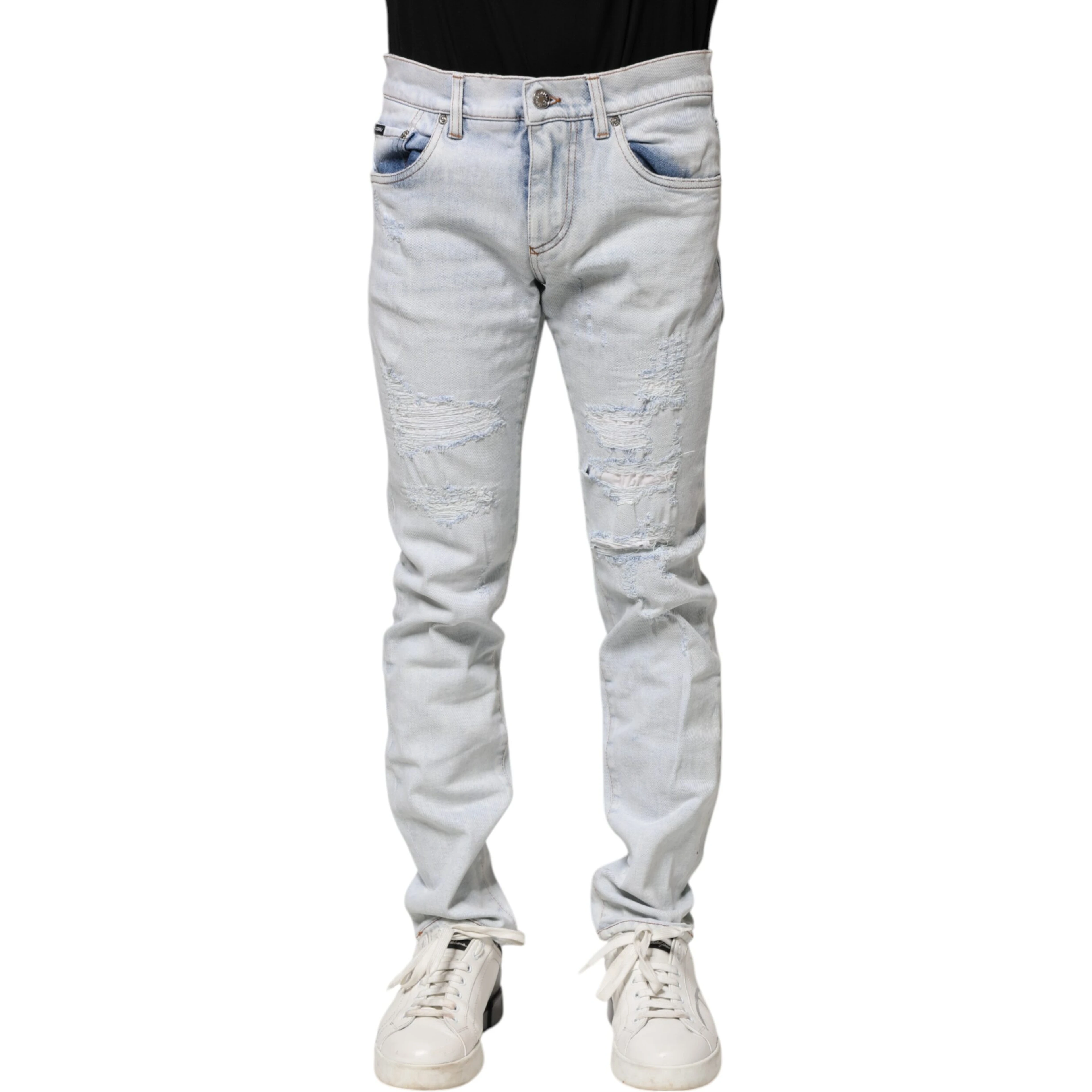 Light Blue Tattered Skinny Denim Jeans