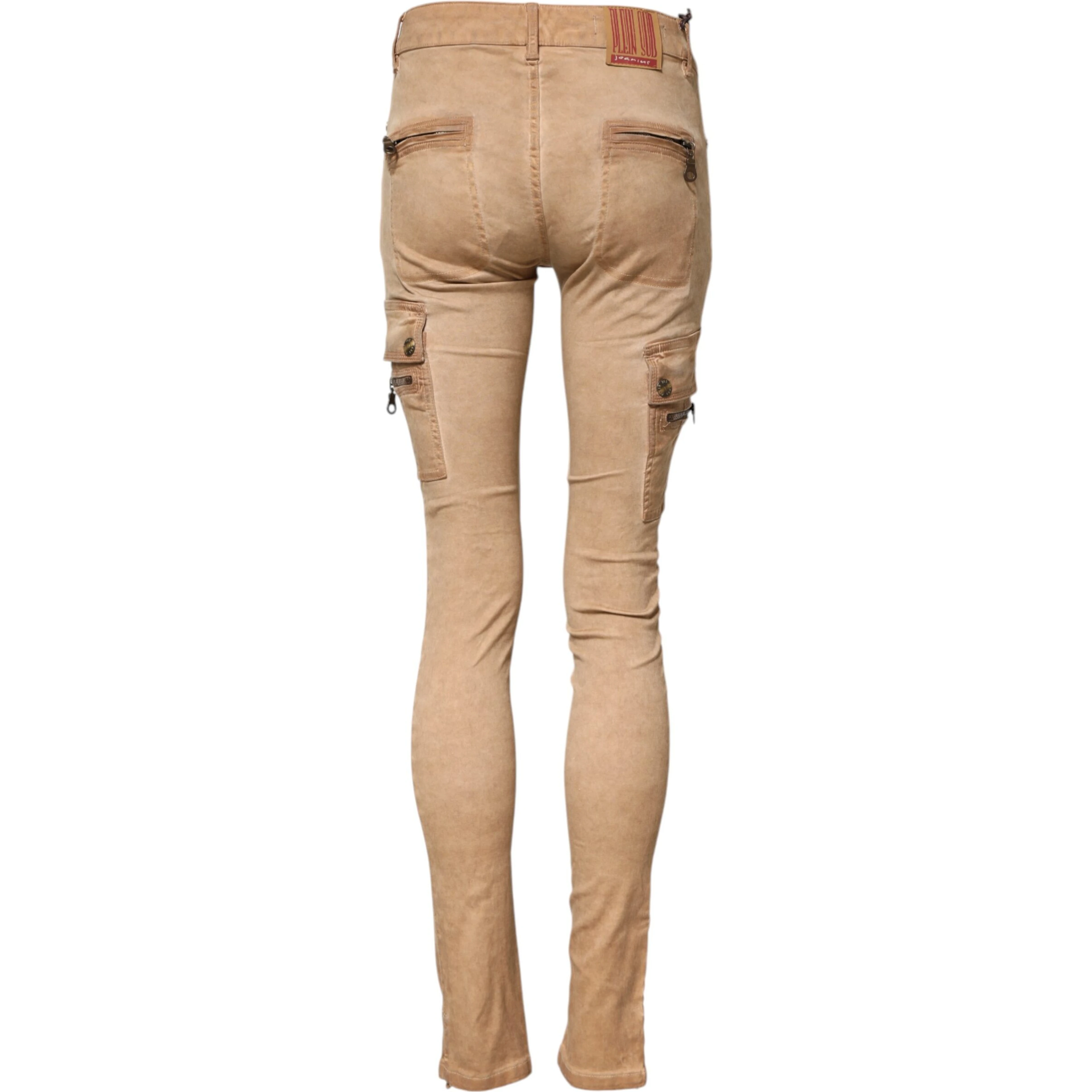 Brown Cotton Mid Waist Skinny Denim Jeans