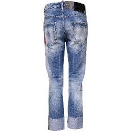 Blue Washed Cotton Mid Waist Skinny Denim Jeans