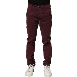 Maroon Cotton Stretch Skinny Fit Men Denim Jeans