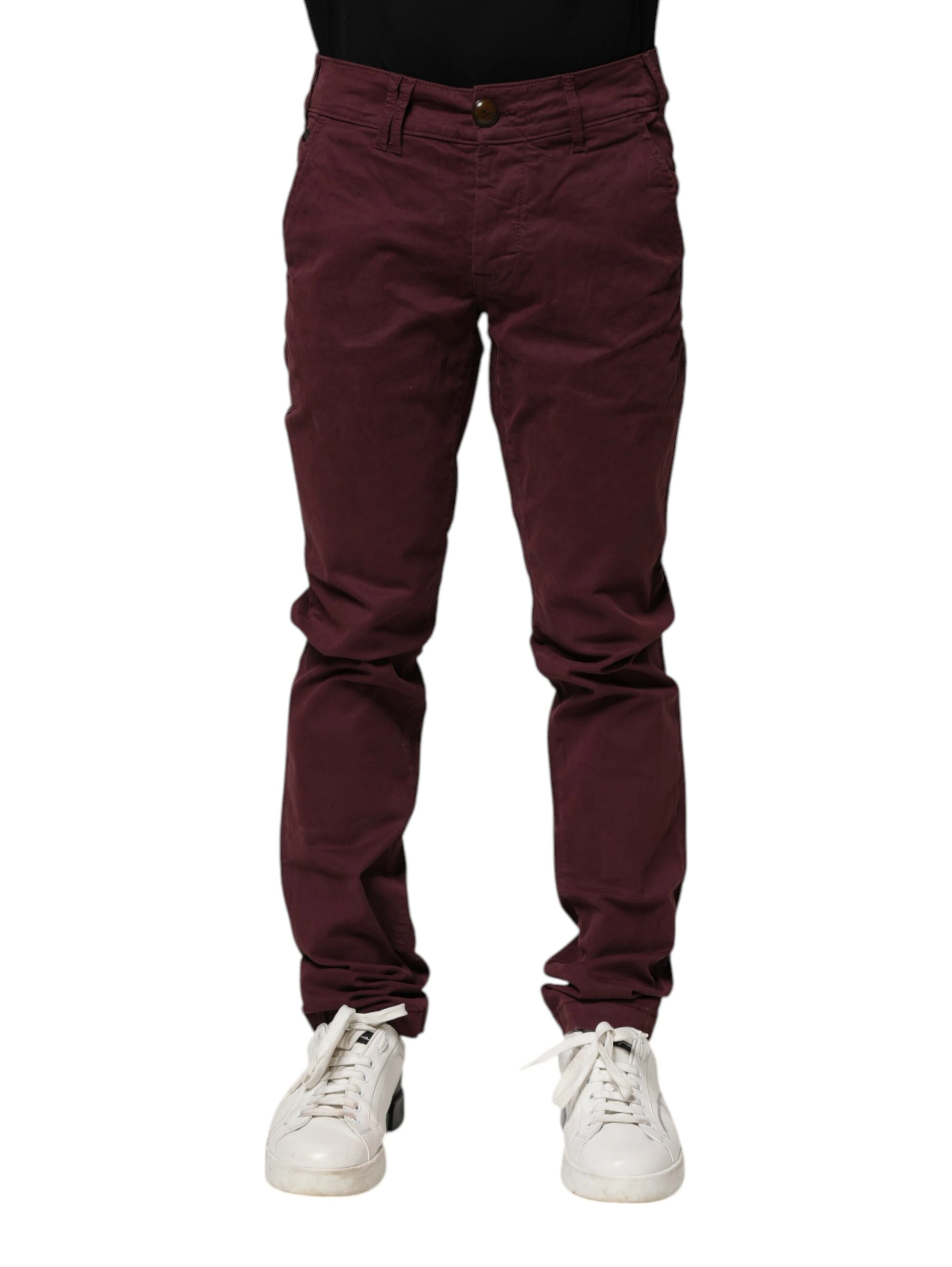 Maroon Cotton Stretch Skinny Fit Men Denim Jeans