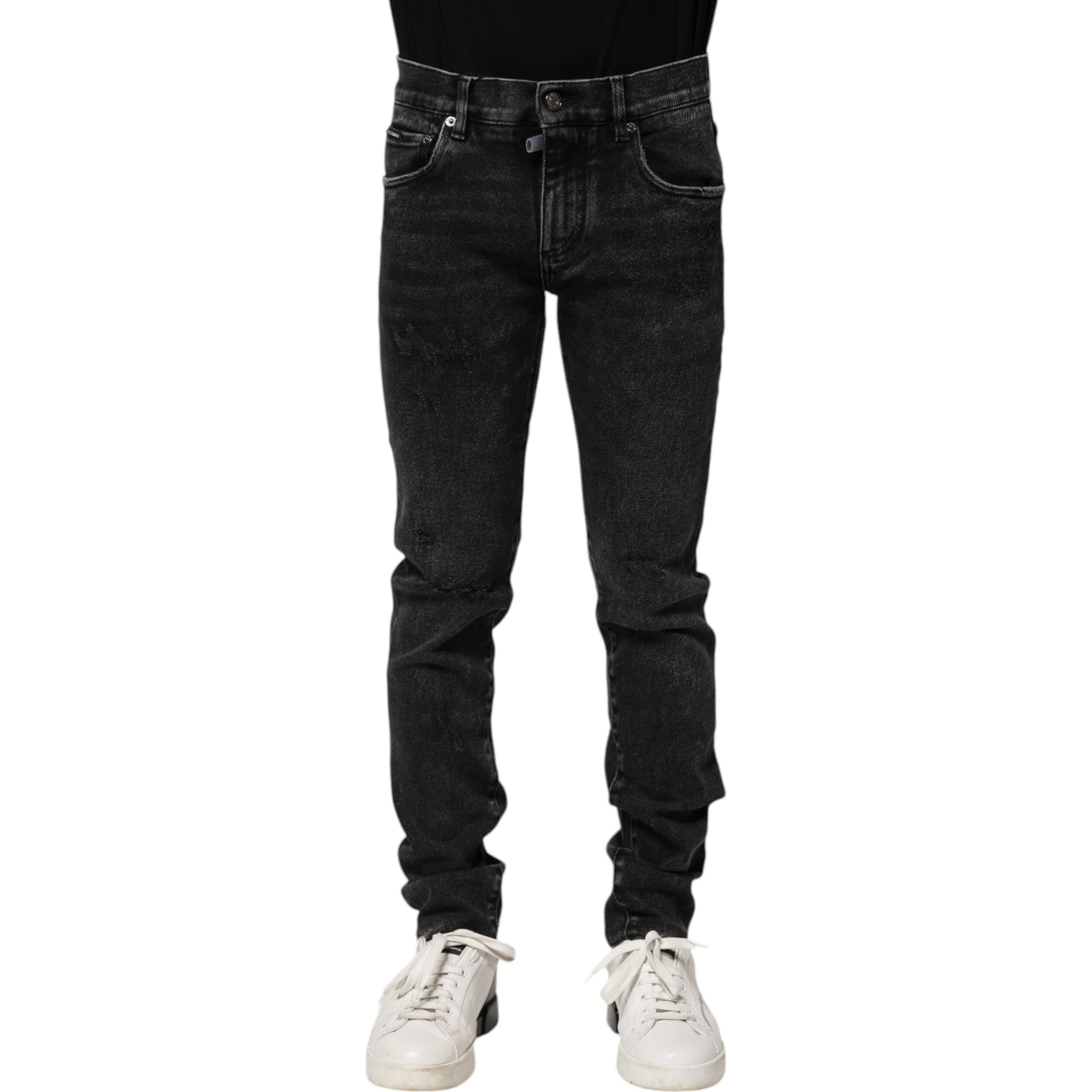 Black Cotton Skinny Men Denim Jeans