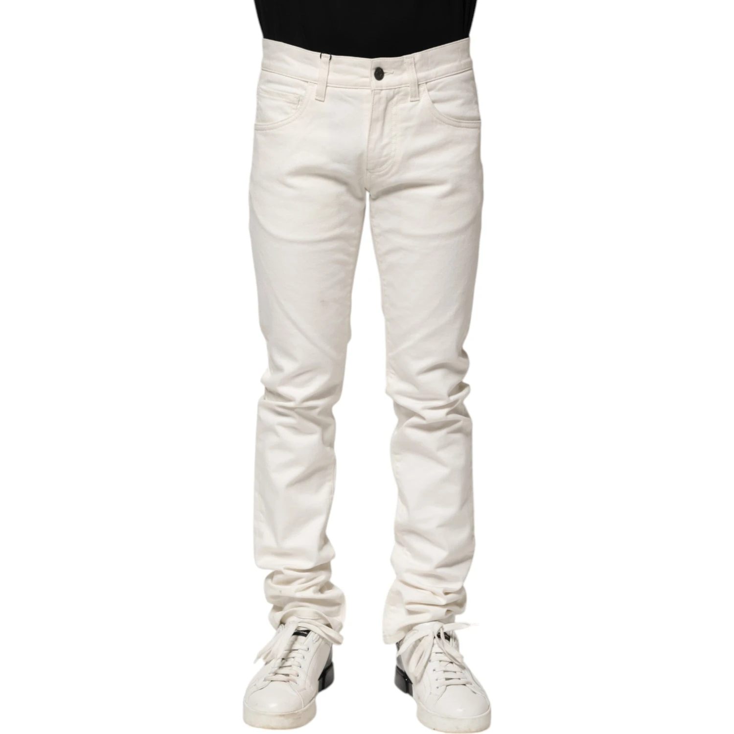 White Cotton Skinny Men Denim Jeans