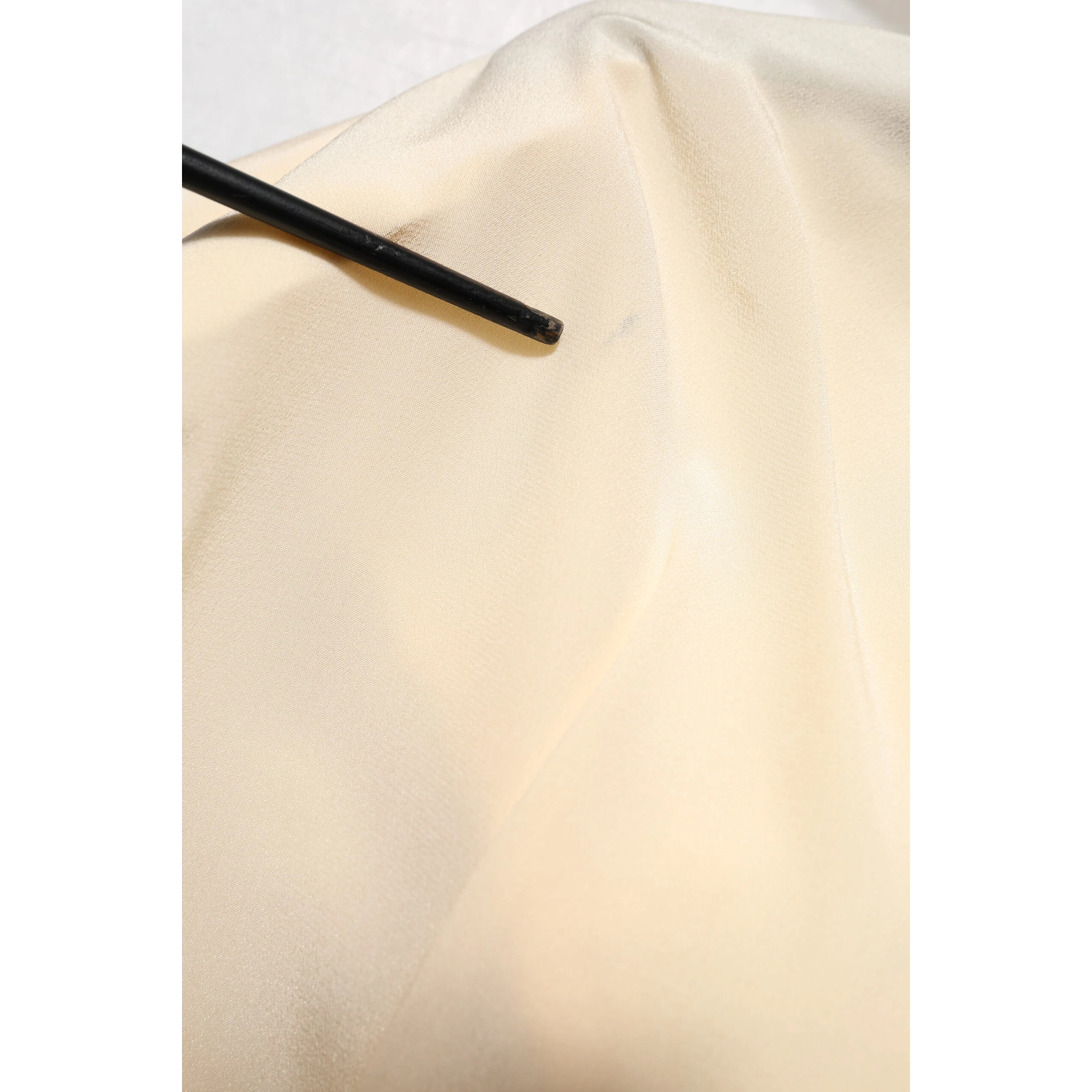 Light Yellow Silk Ascot Collared Blouse Top